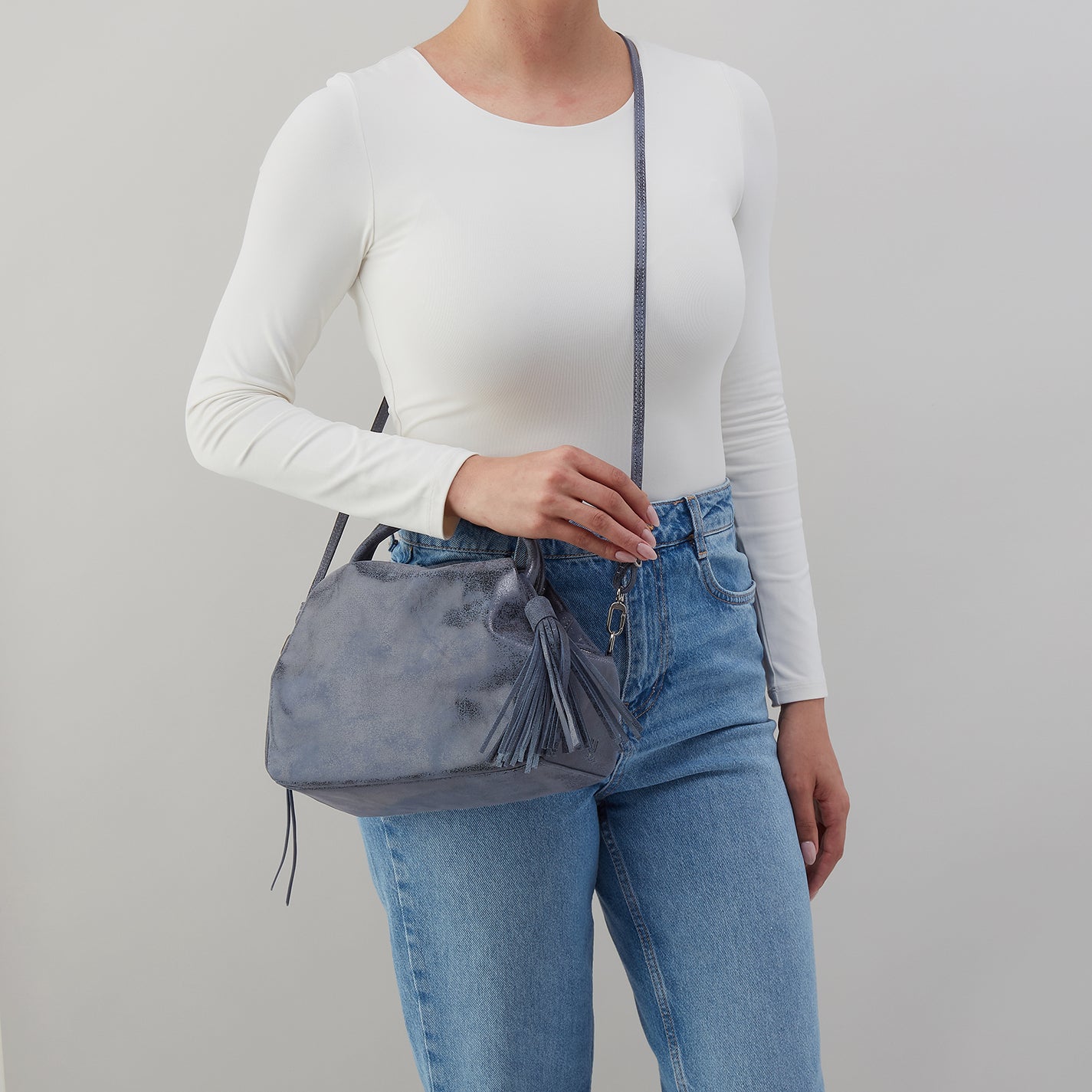 Darling Small Satchel in Buffed Leather - Indigo Sky – HOBO