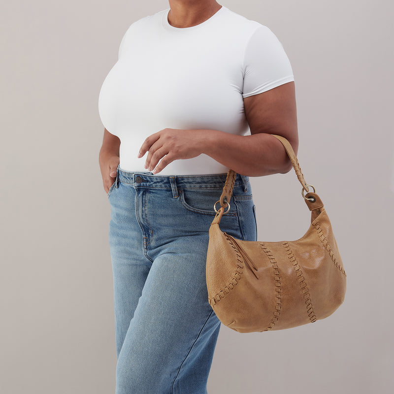 Opal Shoulder In Buffed Leather - Whiskey