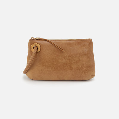 Daisy Daze Large Wristlet in Buffed Leather - Whiskey
