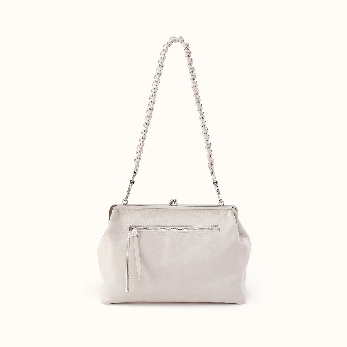 Alba Frame Large Shoulder Bag in Buffed Leather - Stone