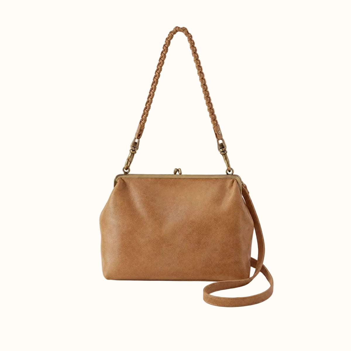 Della Frame Large Shoulder Bag In Buffed Leather - Whiskey