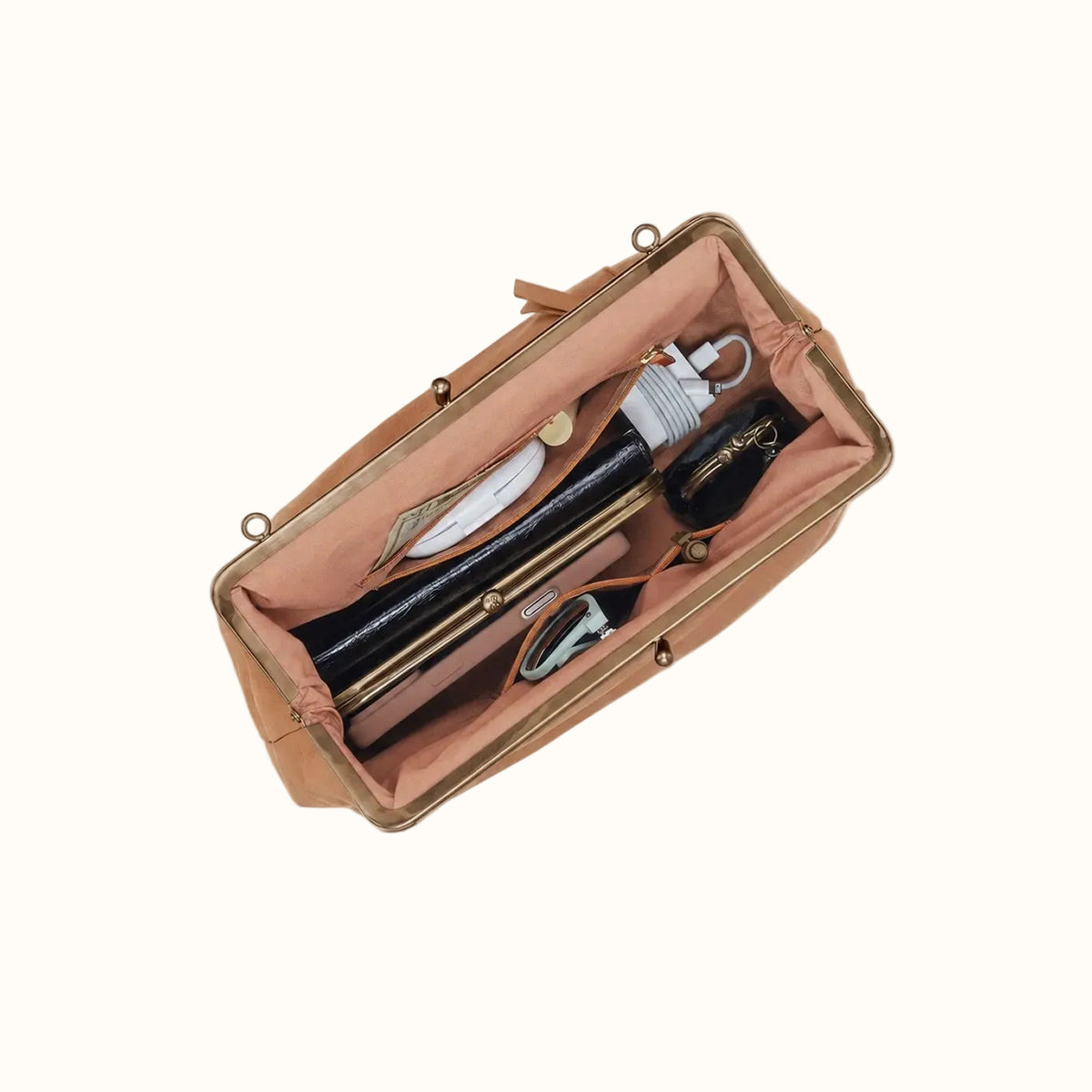 Della Frame Large Shoulder Bag In Buffed Leather - Whiskey