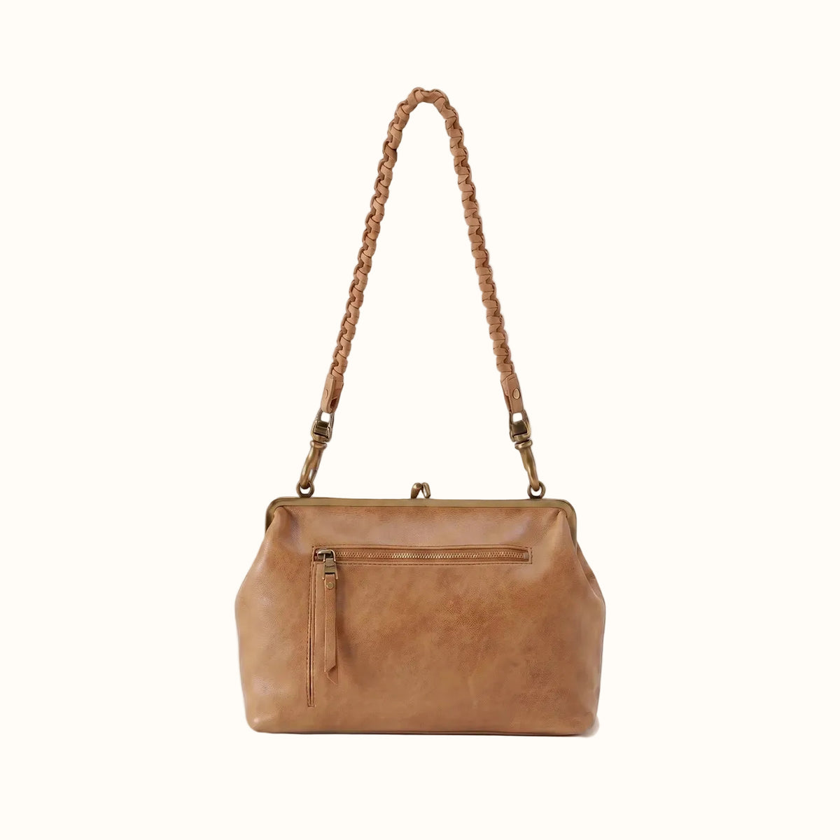Della Frame Large Shoulder Bag In Buffed Leather - Whiskey