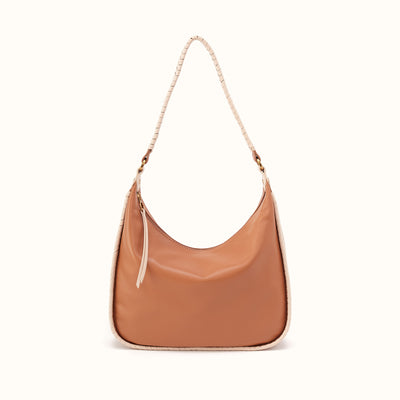 Mia Crescent Large Hobo in Smooth Leather - Warm Cashew