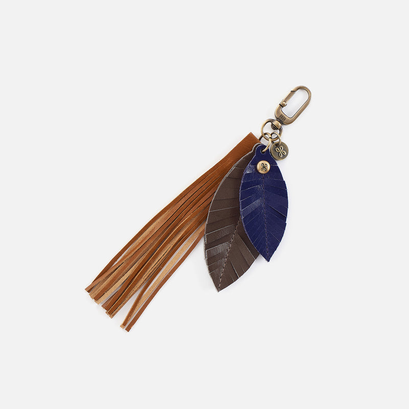 Fringe Feather Fob in Polished Leather - Truffle