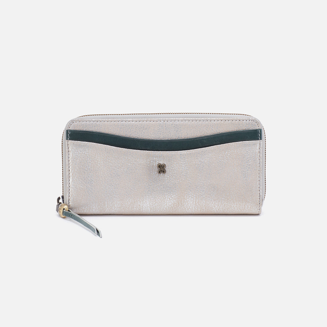 Max Large Zip Around Wallet in Mixed Leathers - Silver – HOBO Max Large Zip Around Wallet in Mixed Leathers - Silver – HOBO