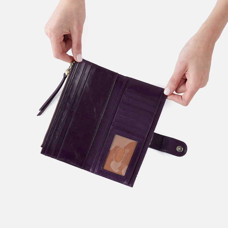 Max Continental Wallet in Mixed Leathers - Deep Purple