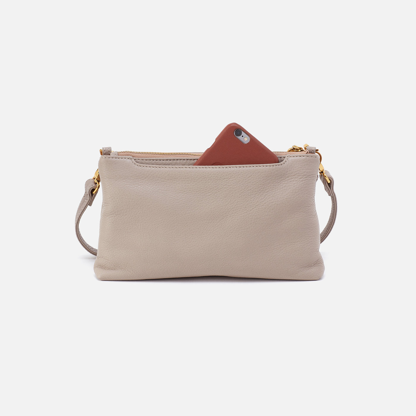 Darcy Double Crossbody in Pebbled Leather - Taupe