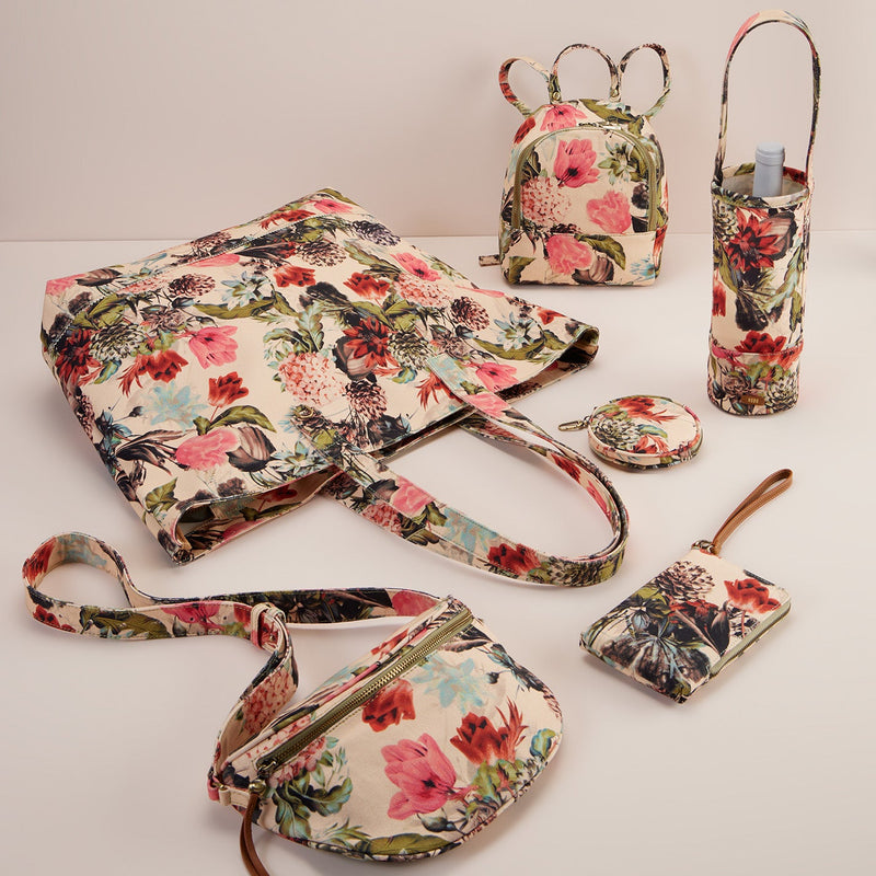 Juno Mini Backpack in Cotton Canvas - Botanical Floral