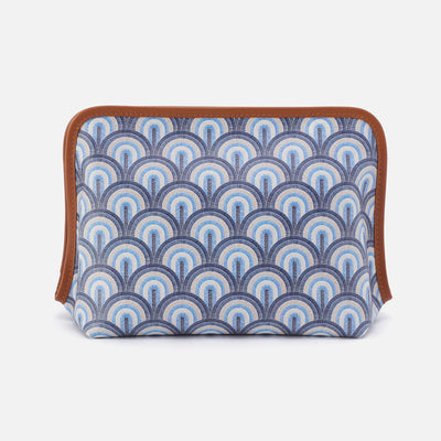 Beauty Large Cosmetic Pouch In Coated Canvas - Soft Ocean