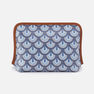 Beauty Large Cosmetic Pouch In Coated Canvas - Soft Ocean