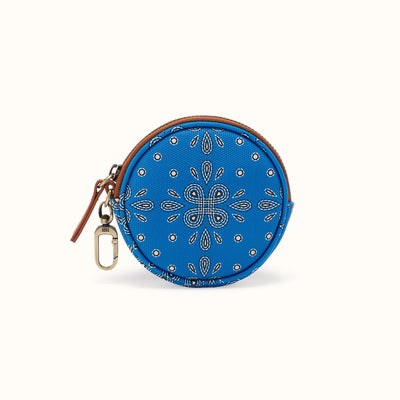 Revolve Small Bag Charm In Coated Canvas - Blue Journey Bandana