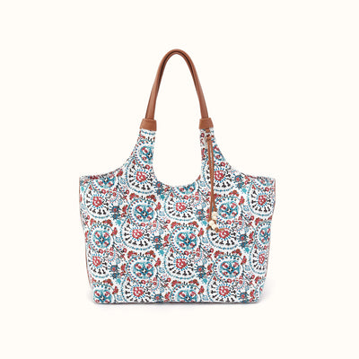 La Jolla Tote in Cotton Canvas - Batik Blooms Canvas
