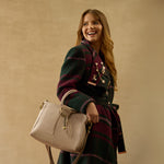 Sheila Medium Satchel in Aniline Gloss Leather - Stone Gloss