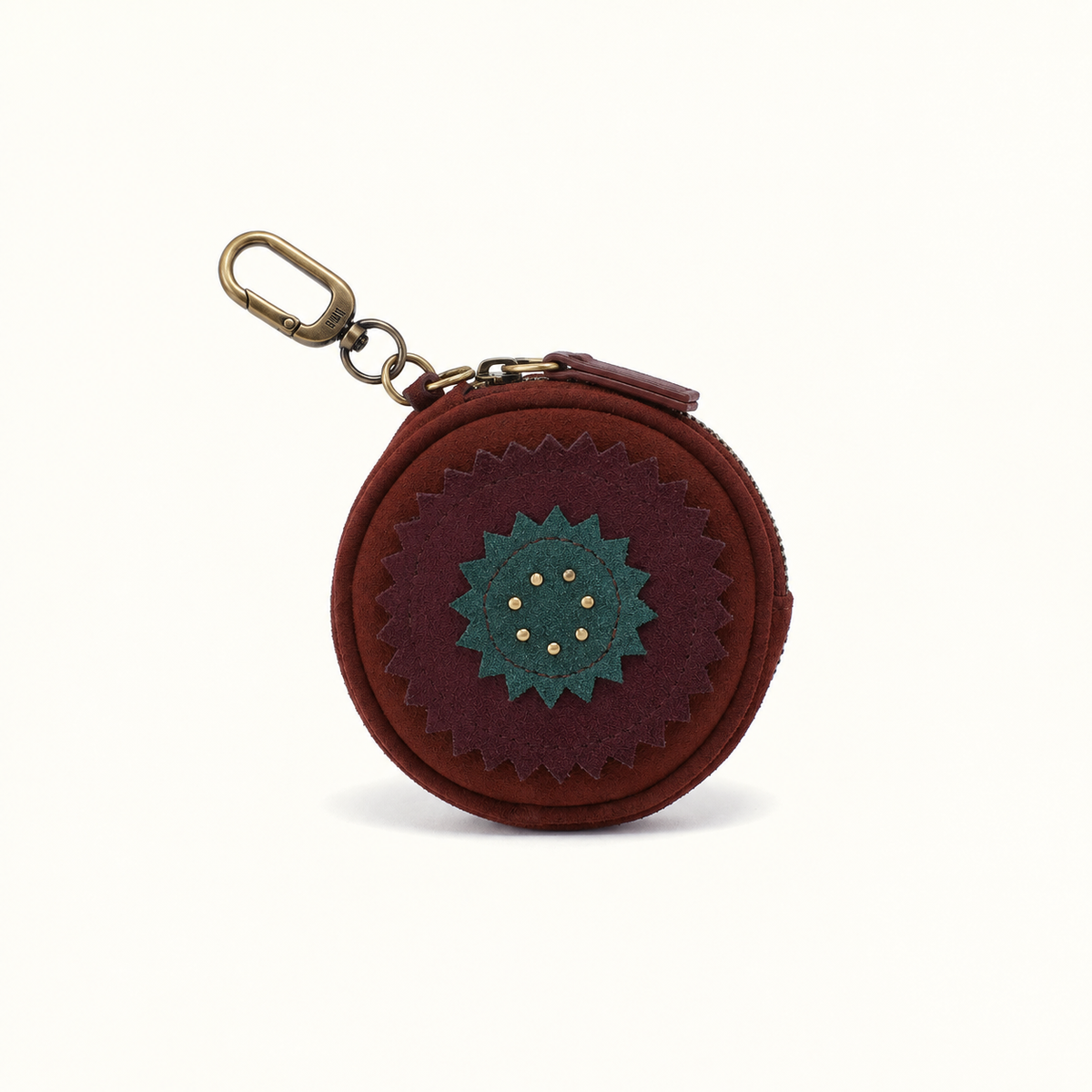 Revolve Small Bag Charm In Suede Leather - Chocolate