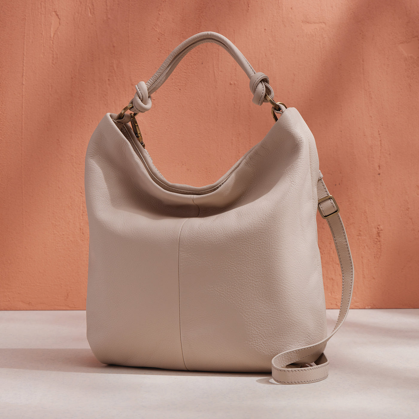 Lindley Hobo in Soft Pebbled Leather - Stone