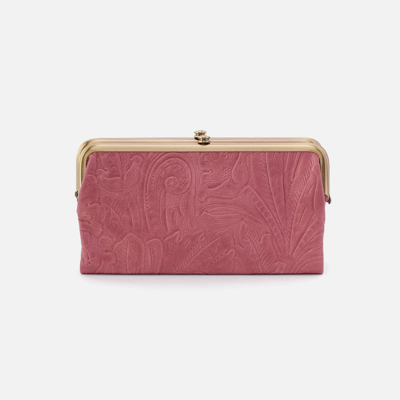 Lauren Clutch-Wallet In Tooled Embossed Leather - Mauve Tooled Emboss