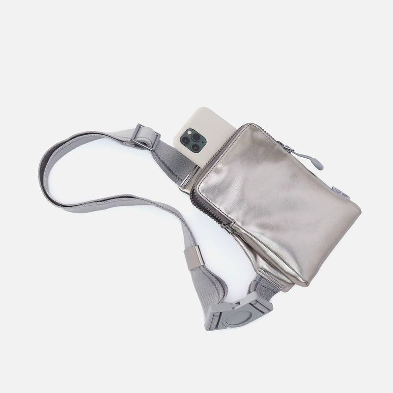 DIALED IN Phone Bag in EverShine nylon - Quicksilver Metallic – HOBO