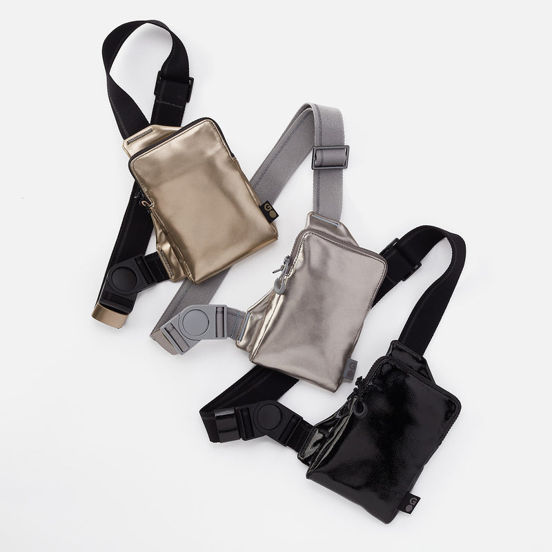 DIALED IN Phone Bag in EverShine nylon - Quicksilver Metallic – HOBO