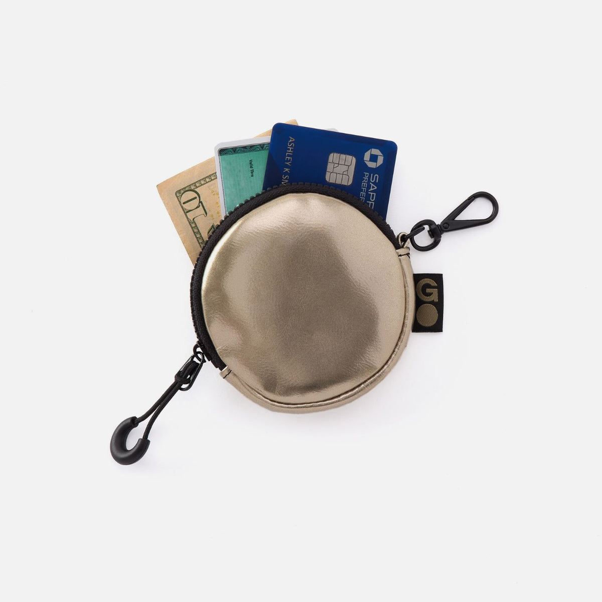 TAG ALONG Clip-on in Easy-care EverShine nylon - Coffee Gold Metallic