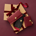 Hutton Small Wallet in Micrograin Leather - Red Dahlia