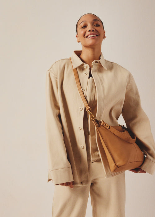 Pier Shoulder Bag in Printed Leather - Floral Outline – HOBO