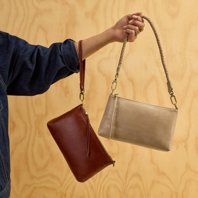 Darcy Crossbody in Buffed Leather - Frosted Pearl