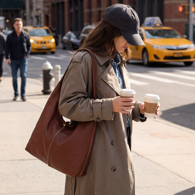 La Jolla Hobo In Cloud Leather - Cocoa Bean