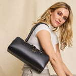 Sadie Satchel in Pebbled Leather - Black