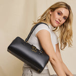 Sadie Satchel in Pebbled Leather - Black