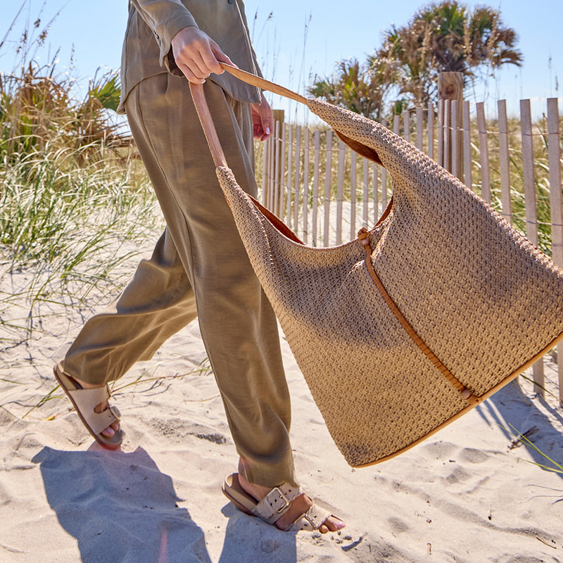 La Jolla Hobo In Woven Straw - Meadow Woven Straw