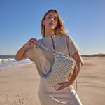 Avon Shoulder Bag in Woven Leather - Whitecap