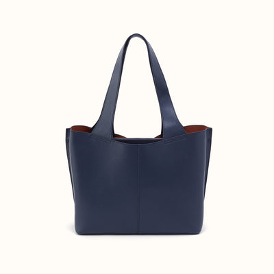 Vida Tote In Micro Pebbled Leather - Mood Indigo
