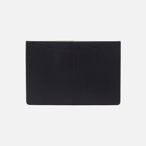 Vida Laptop Sleeve in Micro Pebbled Leather - Black and Biscuit