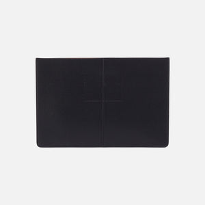 Vida Laptop Sleeve in Micro Pebbled Leather - Black and Biscuit