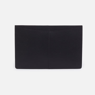 Vida Large Laptop Sleeve in Micro Pebbled Leather - Black