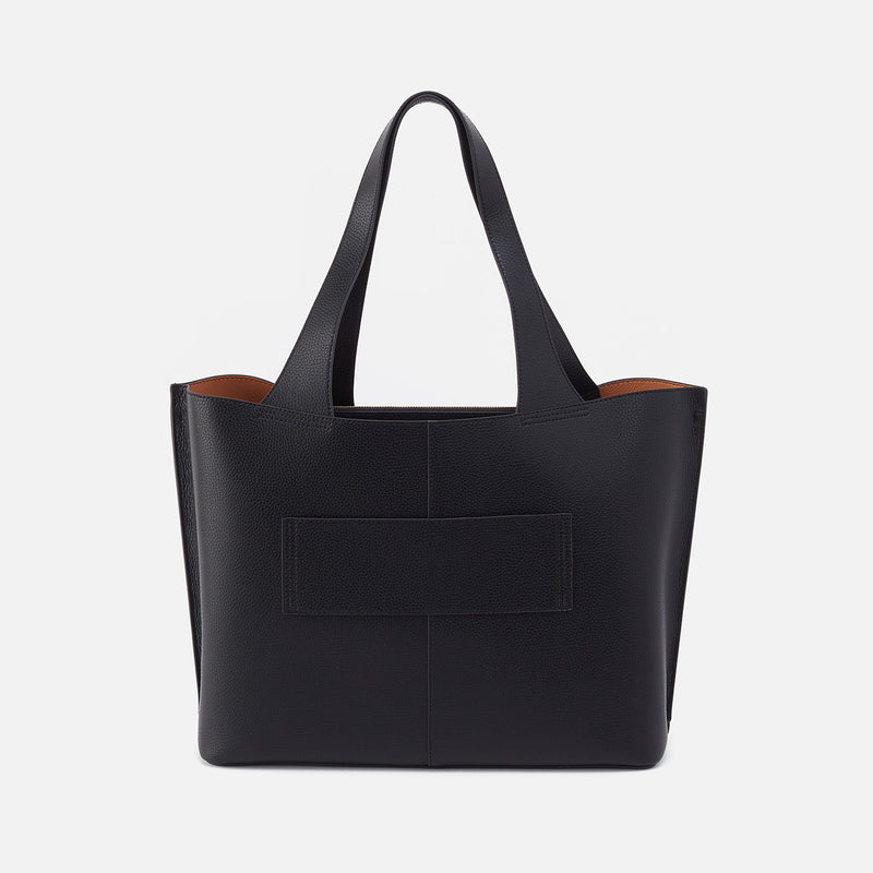 Vida Large Tote in Micro Pebbled Leather - Black