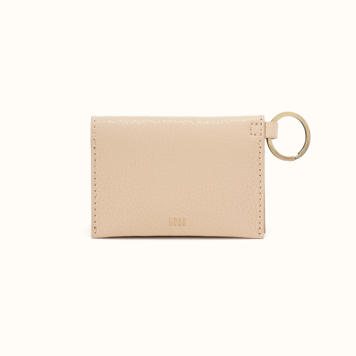 Vida Card Case In Micro Pebbled Leather - Almond