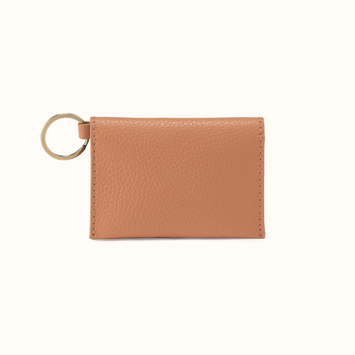Vida Card Case In Micro Pebbled Leather - Biscuit