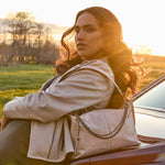 Avon Shoulder Bag in Aniline Gloss Leather - Stone Gloss