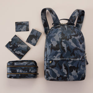 Men's Travel Kit in Silk Napa Leather - Blue Camo