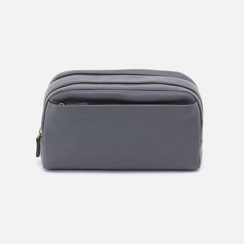 Men's Travel Kit in Silk Napa Leather - Grey