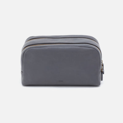Men's Travel Kit in Silk Napa Leather - Grey