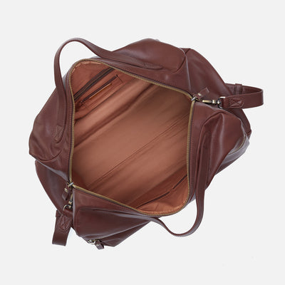 Men's Duffle Bag in Silk Napa Leather - Brown