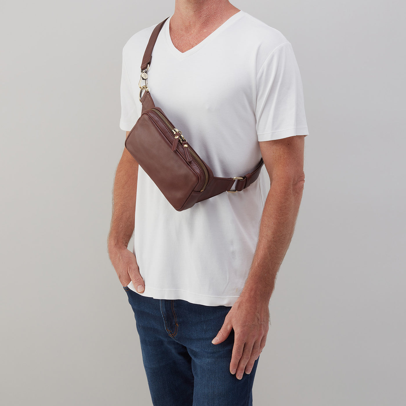 Men's Sling in Silk Napa Leather - Brown