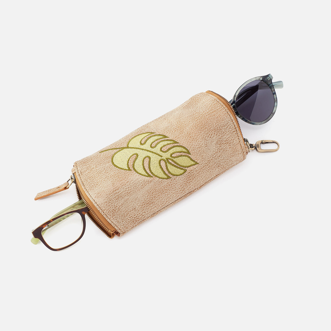 Spark Double Eyeglass Case in Metallic Leather - Gold Leaf