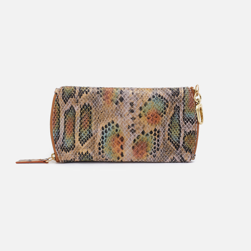 Spark Double Eyeglass Case in Printed Leather - Opal Snake Print