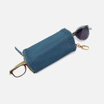 Spark Double Eyeglass Case in Pebbled Leather - Peacock Feather