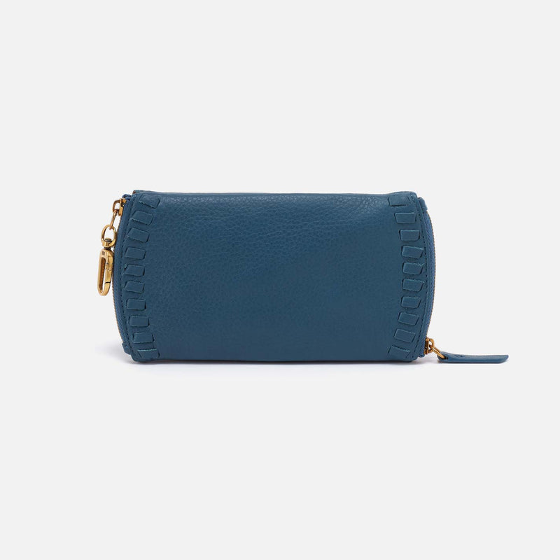 Spark Double Eyeglass Case in Pebbled Leather - Peacock Feather