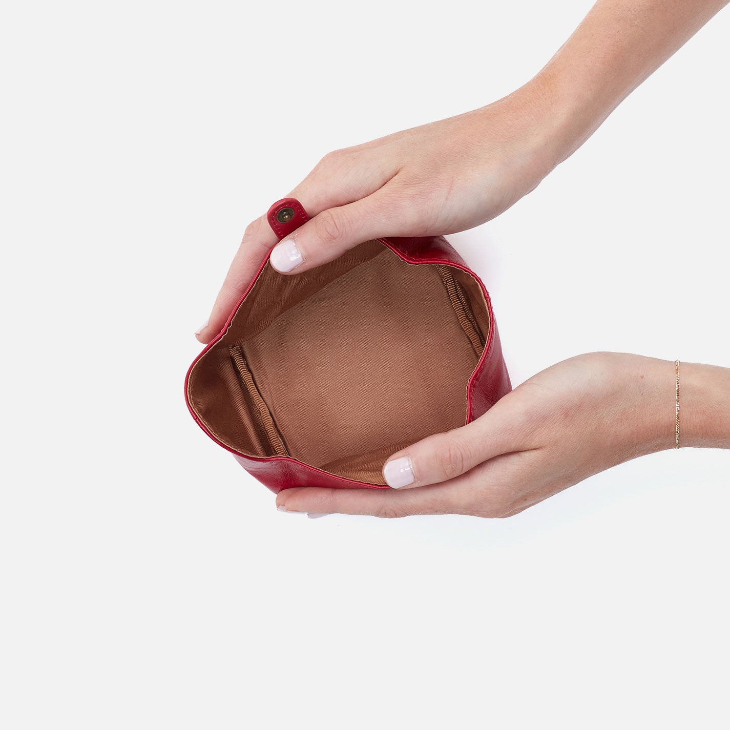 Snap Pouch In Polished Leather Flame HOBO